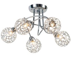 Kosilum - Aphyse - Plafondlamp - Zilver/Chroom - Metaal en aluminium