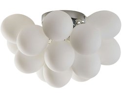 Kosilum - Bartali - Plafondlamp - Wit/Zilver - Metaal en glas