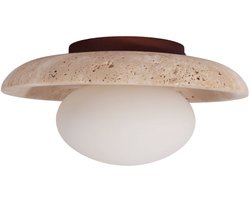 Kosilum - Jio - Plafondlamp - Beige, wit en hout - Steen, glas en hout