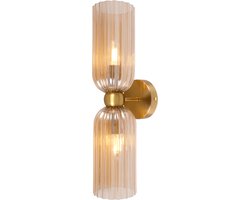 Kosilum - Leonora - Wandlamp - Amber en messing - Metaal en glas