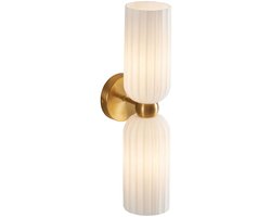 Kosilum - Leonora - Wandlamp - Messing en wit - Metaal en glas