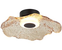 Kosilum - Lioria - Plafondlamp - Zwart en amber - Metaal en glas