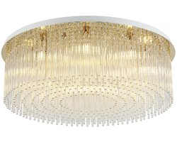 Kosilum - Sandrilla - Plafondlamp - Transparant en goud - Metaal en glas