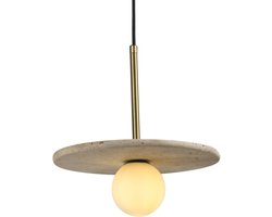 Kosilum - Silvia - Hanglamp - Beige en wit - Steen en glas