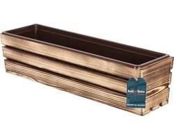 KOTARBAU® Houten Plantenbak, Bloembak Hout, 60 x 18 x 15 cm, Rustiek, Balkonbak, met Kunststof Inzetstuk, voor Terras, Balkon, Deko Planten