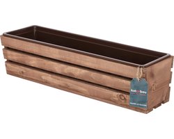 KOTARBAU® Houten Plantenbak - Bloembak Hout - met Kunststof Inzetstuk - Balkonbak - 60 x 18 x 15 cm - Bruin - voor Terras - Balkon - Deko Planten