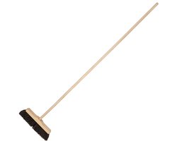 KOTARBAU® Straatbezem, met Houten Steel, 30 cm, Bruin, Nylon Borstels, Veegbezem, Buitenbezem, Tuinbezem, voor Binnen en Buiten, Ergonomisch Ontwerp