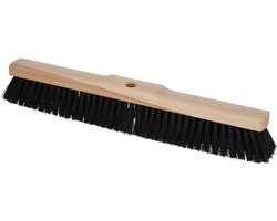 KOTARBAU® Straatbezem, Zonder Steel, Hout, 50 cm, Bruin, Nylon Borstels, Veegbezem, Buitenbezem, Tuinbezem, voor Binnen en Buiten, Ergonomisch Ontwerp