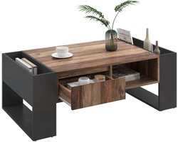 Koude tafel gemaakt van houten korrel, met een handloze lade, een opbergvak en achteropslagcompartiment, dubbele zijdige opslagruimte. Met opslagcompartimenten aan beide zijden. Woonkamer-sofatische, grote opslagruimte.
