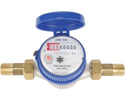 Koudwatermeter 15 mm voor tuin, huis en irrigatiesystemen - 1/2 inch met aansluitingen, 1.6 Mpa druk, 99999L capaciteit