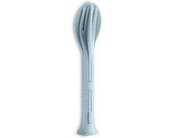 Koziol bestekset 3-delig KLIKK POCKET natuur bloem blauw