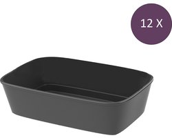 Koziol Bio-Circulair - Move Schaal Rechthoek 1,4 liter Set van 12 Stuks - Bio Circulair Kunststof - Grijs -