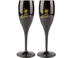 Koziol - Champagneglazen set 2 stuks - kunststof - Let's Celebrate - zwart