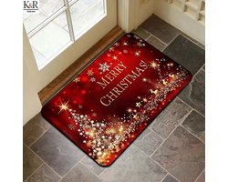 K&R Ventures® Merry Christmas Deurmat – Linnen Kerstmat 60x40 cm – Antislip Vloermat voor Binnen & Buiten – Kerstdecoratie & Welkomstmat
