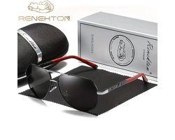 K&R Zonnebril - Piloten Zonnebril - Gepolariseerd - Dames / Heren - Unisex - met Volledig Cadeaupakket - zwart Frame en grijze glazen