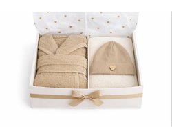 Kraamcadeau Baby – Luxe Baby Giftbox Neutraal – Badjas, Muts & Slab – Geboortecadeau jongen meisje