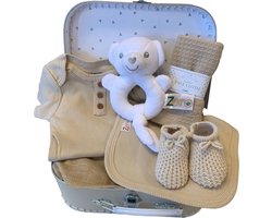 Kraamcadeau Kraamkado unisex jongen meisje - unisex - baby geschenkset - kraamcadeau neutraal - baby memorie box 25 cm - babyshower cadeau - gender neutraal babycadeau - 7 in 1 kado