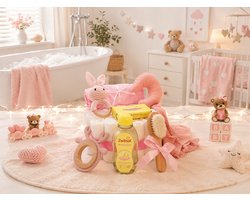 Kraamcadeau Meisje 32 stuks - Hawsaz.nl Cadeau - Genderneutraal kraamcadeau - Originele Babycadeau's - 25 luiers - Luiertaart - Babycadeau - Babygeschenkset - Babyshower - Gepersonaliseerde cadeaus - Babyverzorging