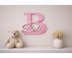 Kraamcadeau - Meisje - Gepersonaliseerd - Naambordje- kinderkamer - Roze - Wanddecoratie - Babykamer - Inclusief Nano Tape