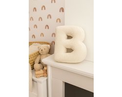 Kraamcadeau - Teddy Letterkussen B - Letter Kussen Babykamer - 40 x 35 cm