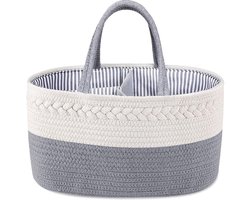 Kraammand - Baby Mand - Met drie vakken - Babyshower - Kraamcadeau meisje of jongen - Mooi, praktisch en overzichtelijk - grijs
