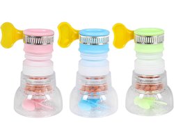 Kraan Spatfilter - Waterbesparend Opzetstuk - Keuken Badkamer Douche - 360 Graden Draaibaar - 4.5x8-11 cm - Roze