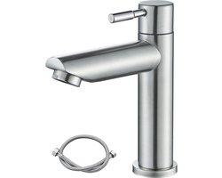 Kraan voor koud water, met uitloop, kraan voor wastafel, koud water voor toilet, koudwatermengkraan alleen van roestvrij staal voor badkamer