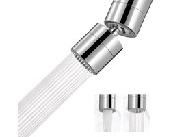 Kraanverlenger - RVS Draaibaar - Kraanaccessoires - Kraanverlengstang - Geschikt voor keuken en badkamer - 2 standen - Voorkomt effectief spatten - Korte versie - Zilver