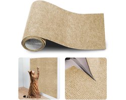 Krabmat voor katten - Anti-krabmat voor banken - Zelfklevende krabmat voor katten - Klimwand - Krabmat voor banken - Vrij te knippen - Geschikt voor krabplanken, banken en meubels - 100 x 30 cm - kaki