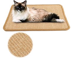 Krabmat voor katten - sisaltapijt - natuurlijke kattenkrabplanken - antislip - beschermt tapijten en banken - 30 x 40 cm - kaki
