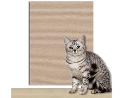 Krabmat voor Katten - Zelfklevende Krabmat - Doe-Het-Zelf Krabpaal - Bescherming voor Bank en Meubels - Geschikt voor Muren en Hoeken - Beschermt Tapijt en Bank - Khaki - 100 x 40 cm