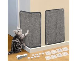 Krabmatten voor katten, meubelbeschermers tegen krabben van katten op de bank, sisal, krasbescherming voor bank, hoek, deur - grijs, 60 x 25 cm