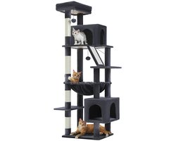 Krabpaal - Kattenboom - Kattenhuis - XL - Met 2 Huisjes - Antractiet / Donkergrijs - 180 cm