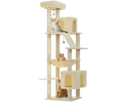Krabpaal - Kattenboom - Kattenhuis - XL - Met 2 Huisjes - Beige - 180 cm