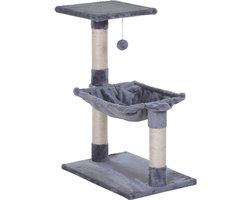 Krabpaal voor Katten met Meerdere Niveaus en Hangmat - Elegante Grijze Design 50x36x70 cm