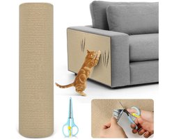 Krabtapijt voor katten, meubelbescherming, stickers voor katten, zelfklevende mat voor het krabben van katten, bank, katten, zelfklevend, voor muur, hoek en bank, 40 x 200 cm, kaki