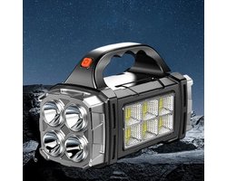 Krachtige LED-zaklamp 1 stuk, draagbare zoeklicht voor buiten, op zonne-energie + USB oplaadbaar licht met powerbankfunctie