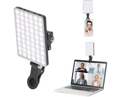 Krachtige Oplaadbare 60-LED Videovergaderlamp - Met Voor- En Achterbevestiging - 3 Instelbare Verlichtingsmodi - Geschikt Voor Smartphones - Tablets - Laptops - Make-up - Social Media En Meer