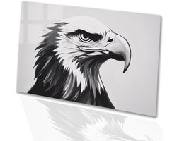Krachtige zwart-wit adelaarskop - Adelaar glazen schilderijen - Muurdecoratie glas dieren - Realisme - Acrylglas schilderijen - Woonkamer accessoires - acrylglas 60x40 cm