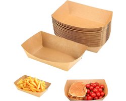 Kraft Papieren Wegwerpkommen 50 Stuks, 15 x 10,5 cm, Sterk en Milieuvriendelijk voor Snacks, Friet, Tacos, Ideaal voor Feesten, Picknicks en Barbecues