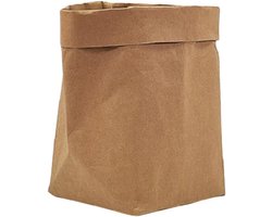 Kraft Papieren Zak - Opbergmand Plantenbak - Decoratie en Opslag - Scheurvast Wasbaar - 15 x 15 cm - Bruin