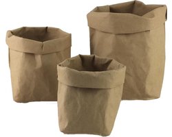 Kraftpapier Plantenbak  - 100% pure kraftvezels - Bruin - 15X15X27cm - Duurzaam en stevig - Waterproof