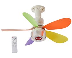 Kraftverdia® 3-in-1 plafondventilator met verlichting, RGB-muziek, afstandsbediening, stille ventilatorlamp, timer, moderne lamp voor woning (30W) [Energieklasse A+++]