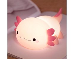 Kraftverdia Axolotl Kindernachtlampje, Roze Axolotl Lamp, Zacht LED Nachtlampje voor Kinderkamer, Zachte Siliconen Dierenbedlamp van Voedselkwaliteit, Schattige Kamerdecoratie voor Moeder, Meisjes, Baby