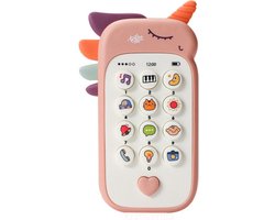 Kraftverdia - Eenhoorn telefoon - Baby speelgoed - Baby Telefoon - Educatief Speelgoed - Educatief Babyspeelgoed - Interactief Mobieltje - Baby cadeau - Roze - Vanaf 2 Jaar