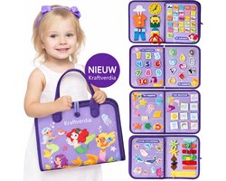 Kraftverdia - Kinderspeelgoed - Montessori Activiteitenboek Peuters – Paars – Educatief Busy Board – 1–4 Jaar – Motoriek & Ontwikkeling - Kerst Cadeautjes - Kerstmis