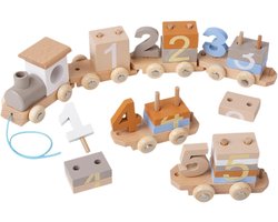 Kraftverdia - Kinderspeelgoed - Montessori speelgoed - Educatief sensorisch speelgoed - Houten trein speelgoed - 5 STUKS - Leuker speelgoed dan Lego - Geschikt voor baby's van 2 tot 4 jaar