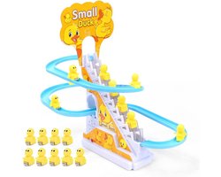 Kraftverdia - Kinderspeelgoed - Small Duck Klimbaan - Interactief Speelgoed Beklimmen - Inclusief 9 Eendjes - Met Licht & Muziek - Batterij aangedreven - Cadeau - Voor Kinderen vanaf 3 tot 12 Jaar