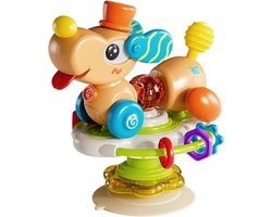 Kraftverdia - Kinderstoel speeltje metzuignap - Zuignap speelgoed baby - Speelgoed Baby - Zintuiglijke Montessori-speelgoed - Motoriek-speelgoed - Zuignap speeltje 1 jaar - Bruine pup