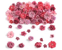 Kraftverdia Kunstmatige Rozen – 80 Stuks – 4 cm Zijde Kunstrozen – DIY Decoratie, Kransen Maken, Bruiloft & Tafel Decoratie – Nep Rozen – Rood
